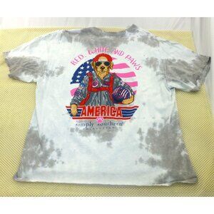 Simply Southern 2XL Tie-Dye T-Shirt Red White And Paws Dog Design Cotton